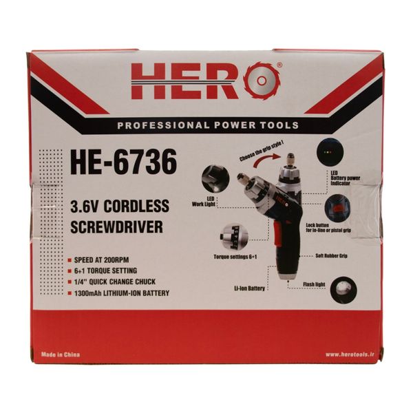 پیچ گوشتی شارژی هیرو مدل HE-6736