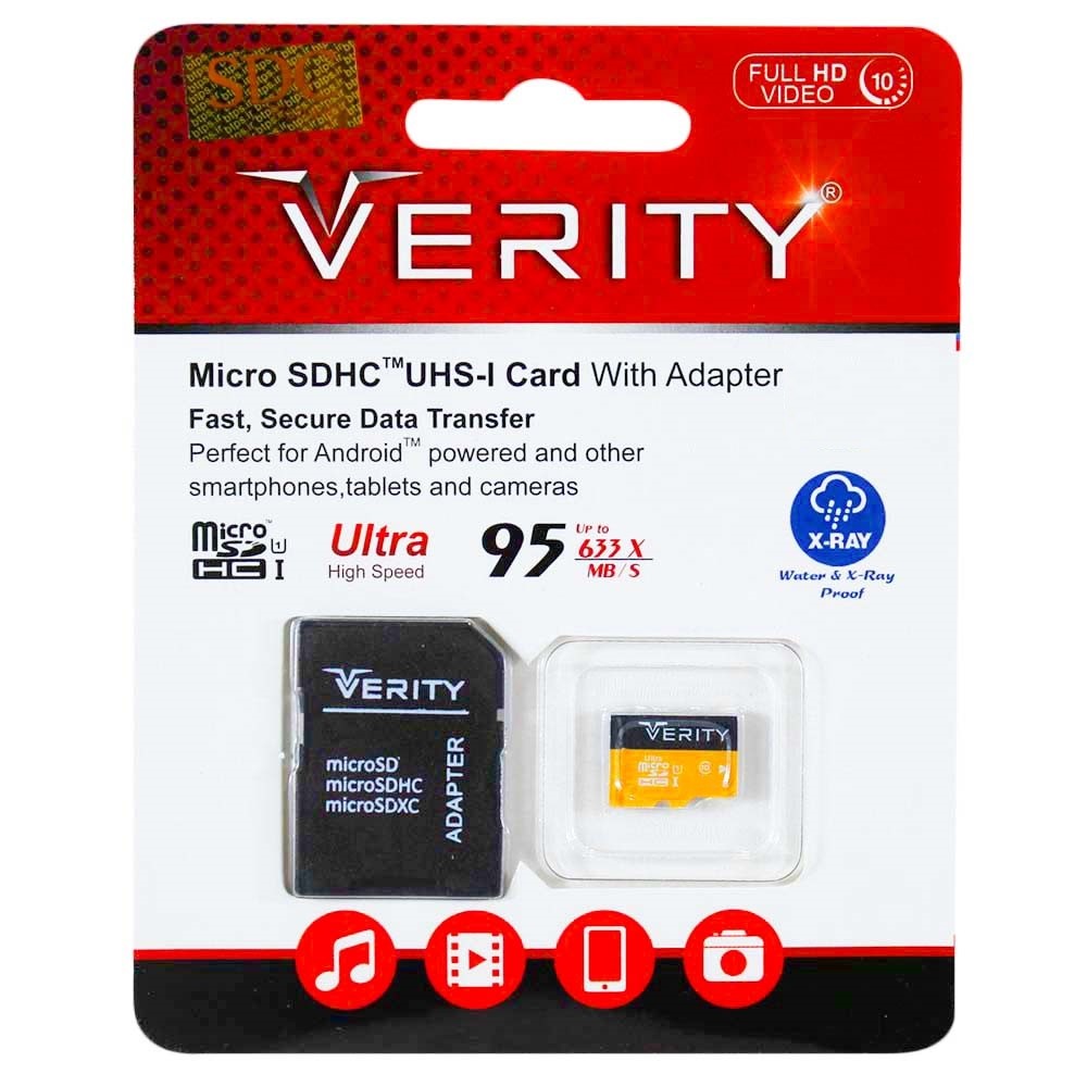 کارت حافظه microSDHC وریتی کلاس 10 استاندارد UHS-I U1 سرعت 95MBps ظرفیت 32 گیگابایت به همراه آداپتور SD