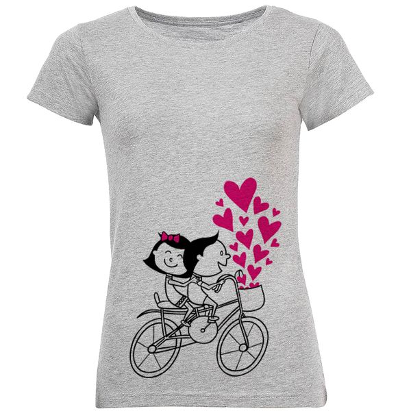 تیشرت آستین کوتاه زنانه طرح دوچرخه سواران کد F70