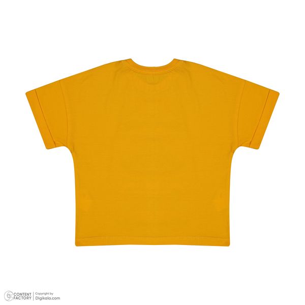 ست تی شرت آستین کوتاه و شلوارک پسرانه سون پون مدل 1096 رنگ خردلی