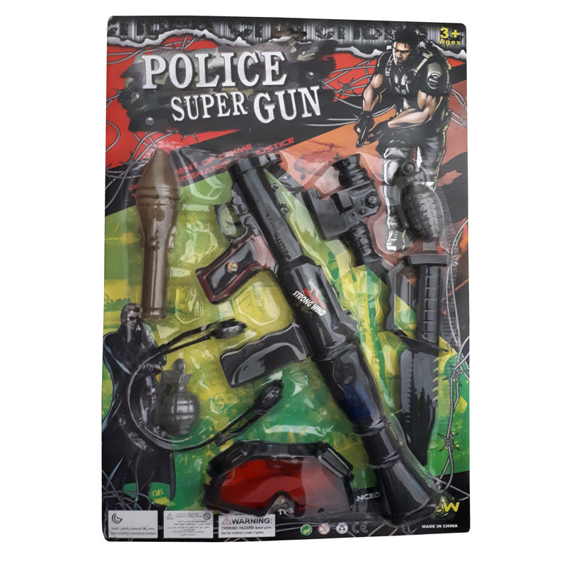 تفنگ بازی طرح ار پی چی مدل POLICEMAN مجموعه 8 عددی
