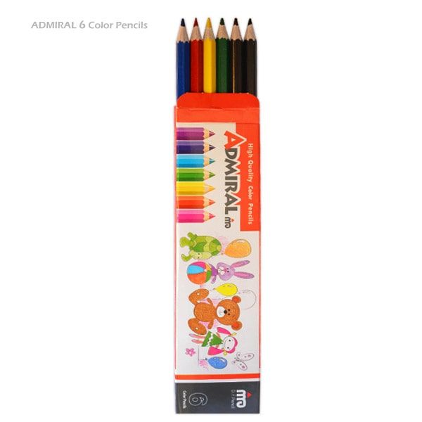 مداد رنگی 6 رنگ آدمیرال مدل MDF