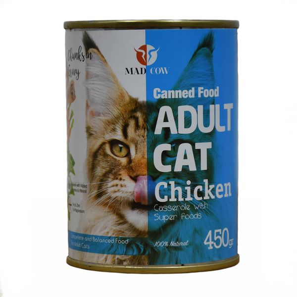 کنسرو غذای گربه مدکاو مدل Adult Cat Chicken وزن 450 گرم