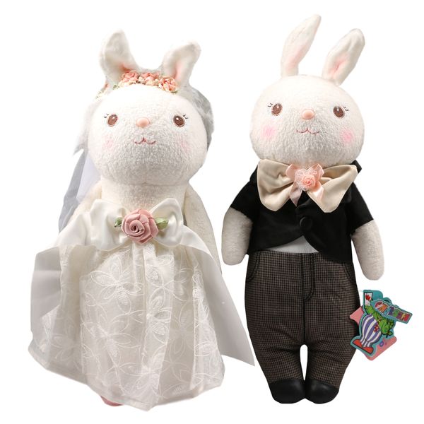 عروسک کیدزلند طرح خرگوش عروس و داماد  ارتفاع 40 سانتی متر مجموعه دو عددی