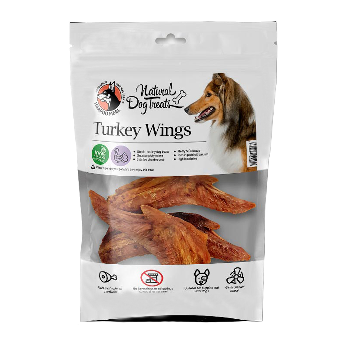 غذای تشویقی سگ هاپومیل مدل Turkey Wings کد 07 وزن 100 گرم 