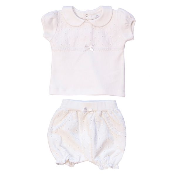 تی شرت و شلوارک نوزادی دخترانه پولونیکس طرح رز کد 21801-23