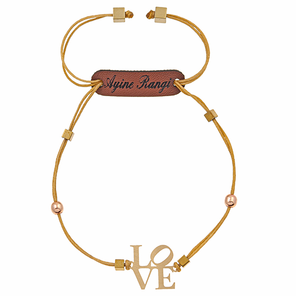 دستبند طلا 18 عیار زنانه آیینه رنگی مدل لاو کد AR-H029