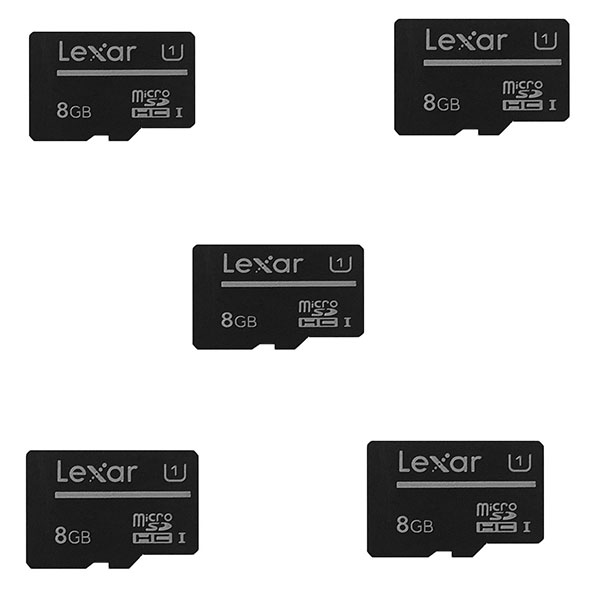 کارت حافظه‌ microSDXC لکسار کلاس 10 استاندارد UHS-I U1 سرعت 30MBps ظرفیت 8 گیگابایت بسته 5 عددی