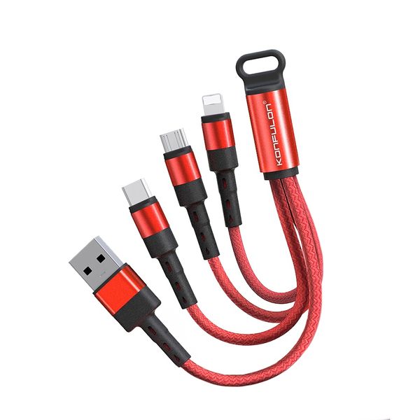 کابل تبدیل USB به microUSB / USB-C / لایتنینگ کانفلون مدل DC07 طول 0.1 متر