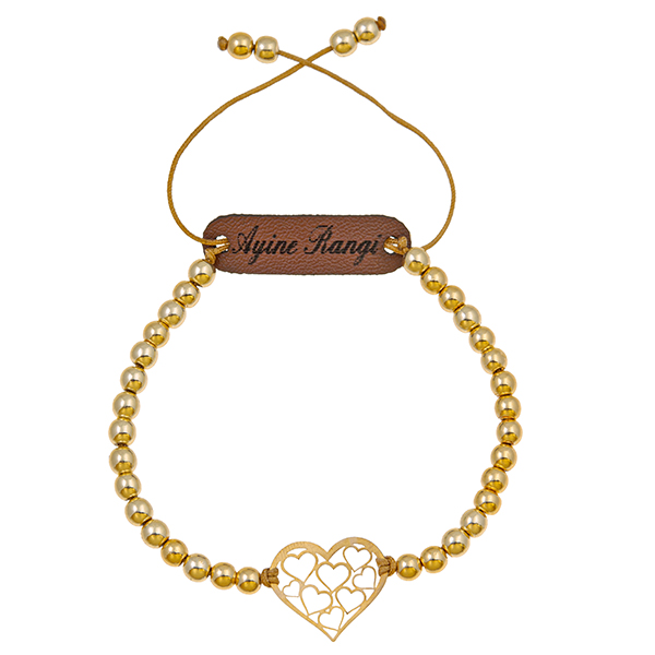 دستبند طلا 18 عیار زنانه آیینه رنگی طرح قلبها کد AR-T026