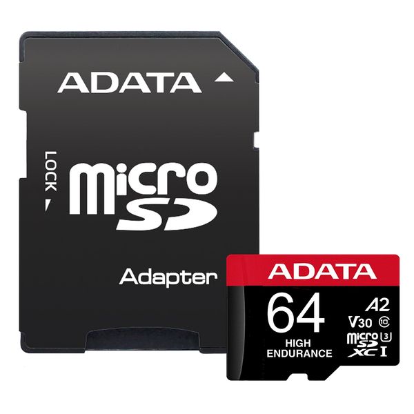 کارت حافظه‌ microSDXC مدل HIGH ENDURANCE کلاس 10 استاندارد UHS-I U3 سرعت 100MBps ظرفیت 64 گیگابایت به همراه آداپتور SD