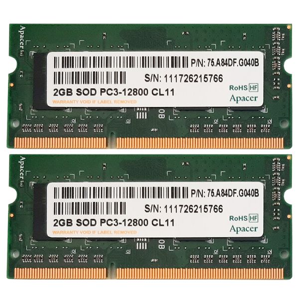 رم لپ تاپ DDR3 دو کاناله 1600مگاهرتز CL11 اپیسر مدل 12800S ظرفیت 2 گیگابایت