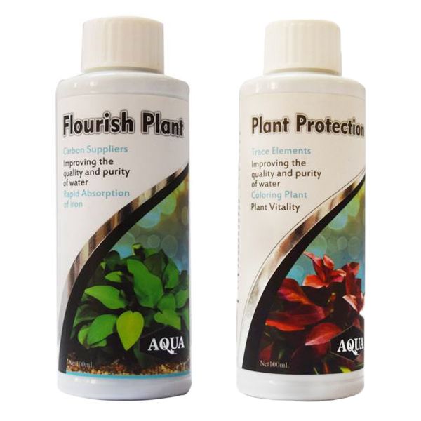 محلول محافظ گیاه آکوا مدل PF100 حجم 100 میلی لیتر به همراه محلول کود مایع رشد گیاه