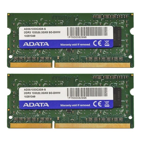 رم لپ تاپ DDR3 دو کاناله 1333مگاهرتز CL9 ای دیتا مدل SODIMM ظرفیت 4 گیگابایت
