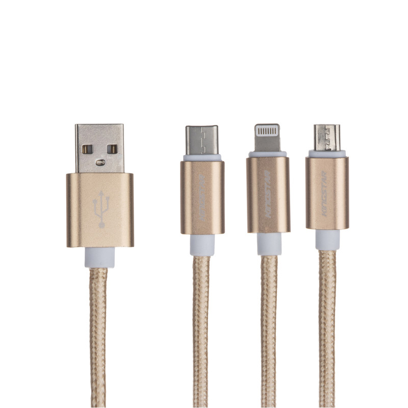 کابل تبدیل USB به USB-C /microUSB/ لایتنینگ کینگ استار مدل KD48 طول 1 متر