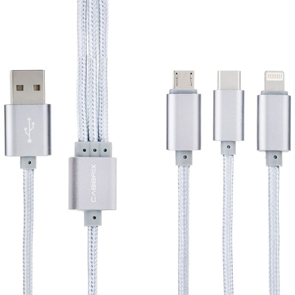 کابل تبدیل USB به microUSB/لایتنینگ/USB-C کابریکس طول 1.5 متر