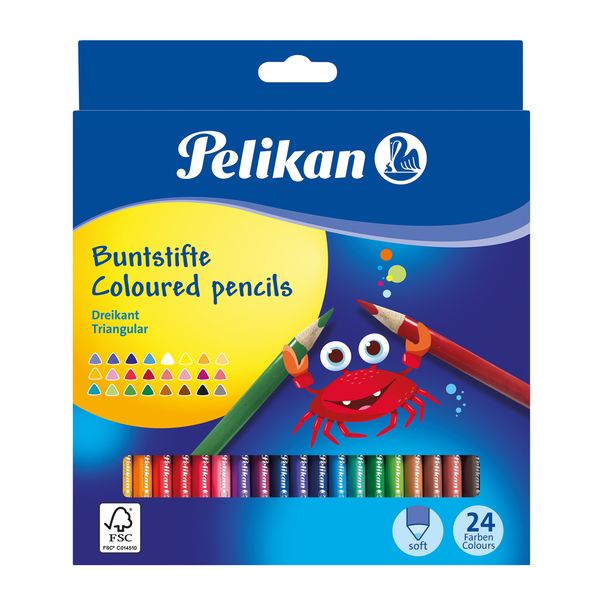 مداد رنگی 24 رنگ پلیکان مدل Dreikant کد 700122