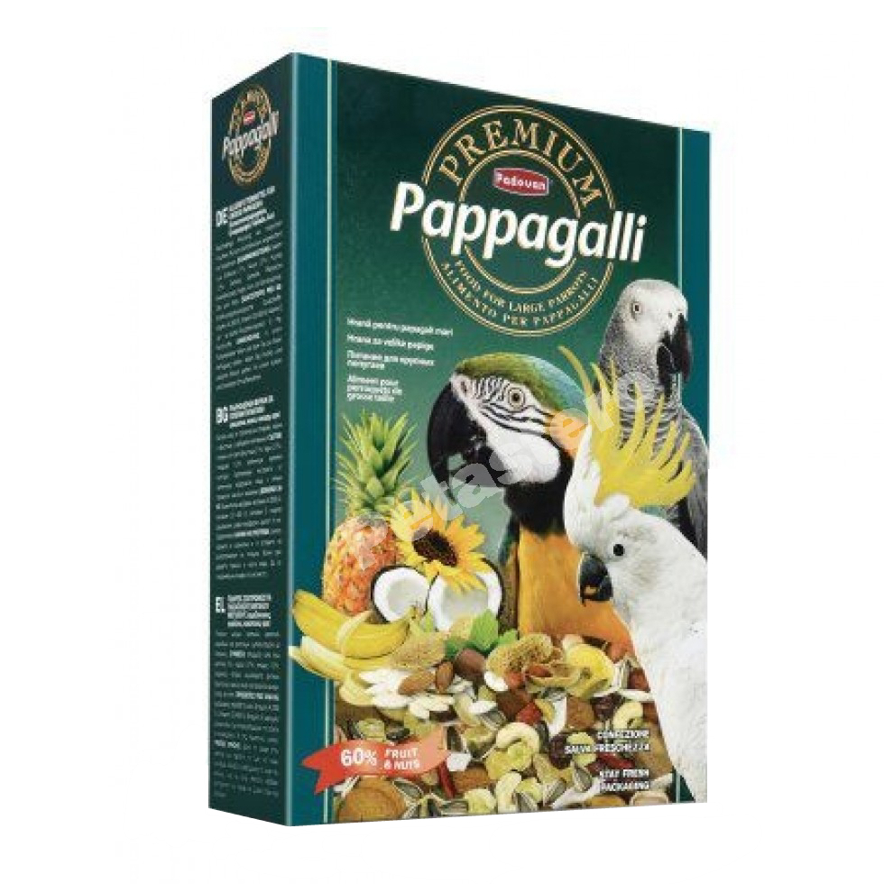 غذای طوطی سانان بزرگ پادوان مدل Pappagalli Premium وزن ۵۰۰ گرم