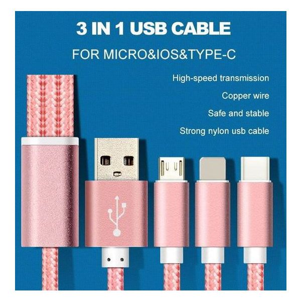 کابل تبدیل USB به microUSB / لایتنینگ / USB-C سمگپرس مدل S85 طول 1.2 متر