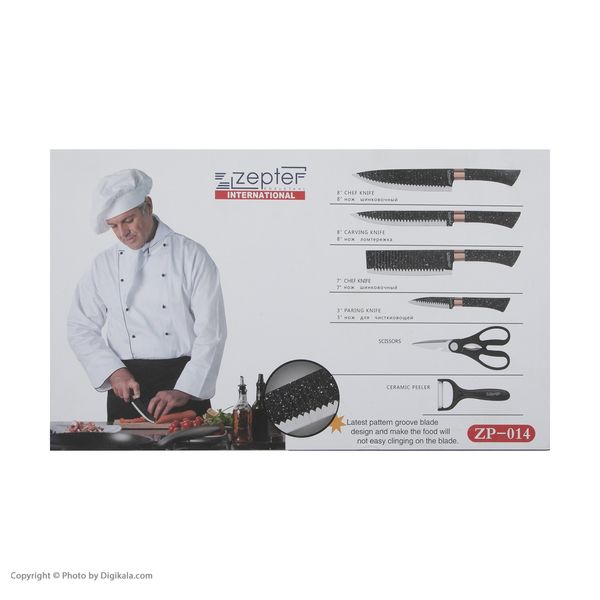 سرویس چاقو آشپزخانه 6 پارچه زپتف مدل 014