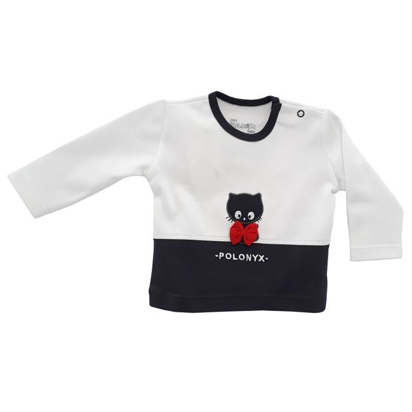 تی شرت آستین بلند نوزادی پسرانه پولونیکس طرح گربه کد 06 