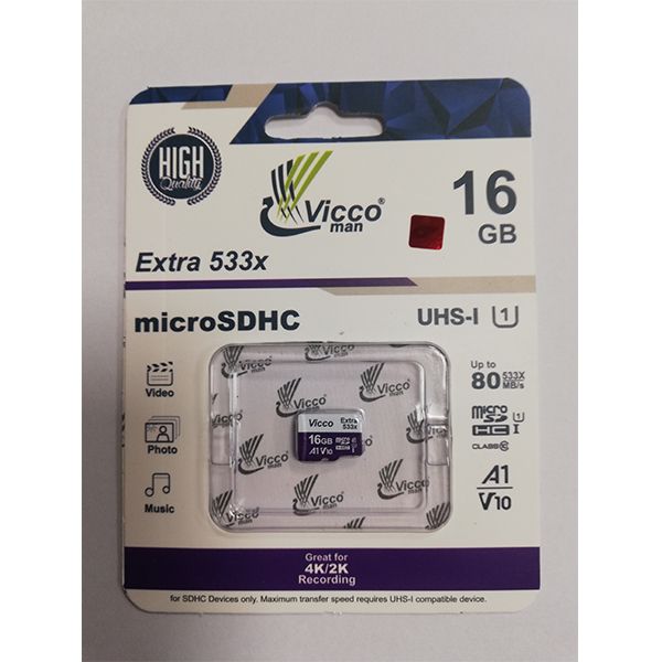 کارت حافظه microSDXC ویکومن مدل Extra 533X کلاس 10 استاندارد UHS-I U1 سرعت 80MBps ظرفیت 16گیگابایت