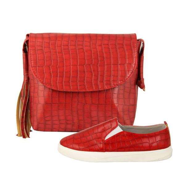 ست کیف و کفش زنانه کد st500 رنگ قرمز