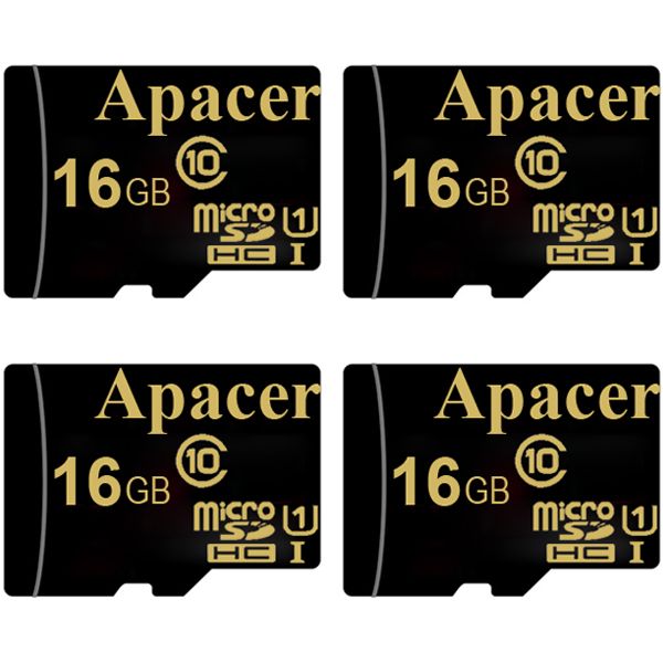  کارت حافظه microSDHC اپیسر مدل AP16GA کلاس 10 استاندارد UHS-I U1 سرعت 45MBps ظرفیت 16 گیگابایت بسته 4 عددی