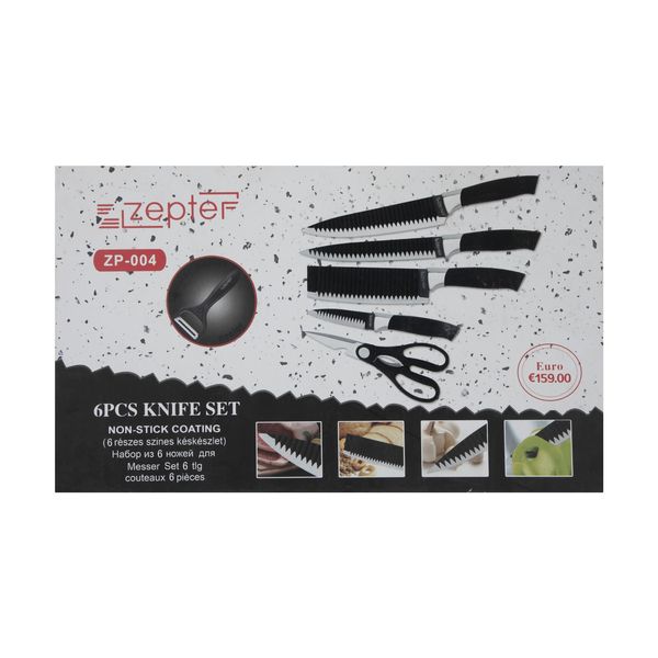 سرویس چاقو آشپزخانه 6 پارچه زپتف مدل ZP- 004