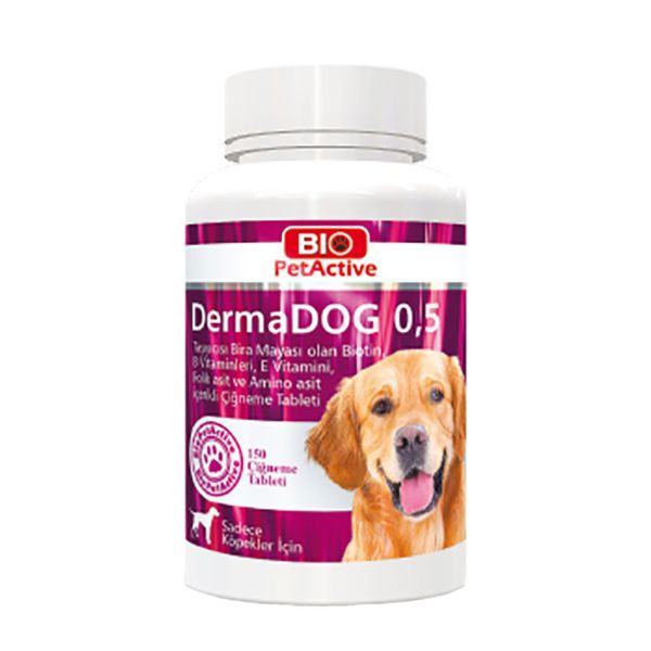 قرص مکمل سگ بایو پت اکتیو مدل Derma DOG 0.5 وزن 75 گرم