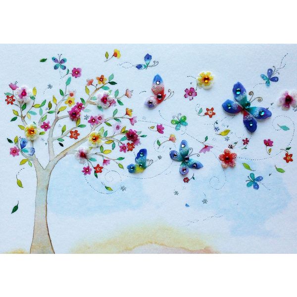 کارت پستال پاپیروس طرح درخت گل و پروانه کد 231