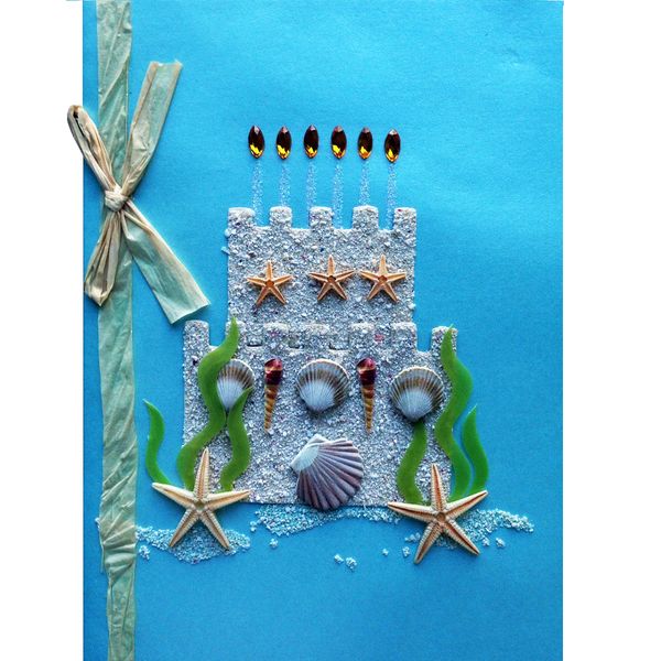 کارت پستال پاپیروس طرح کیک صدف و ستاره دریایی کد 246