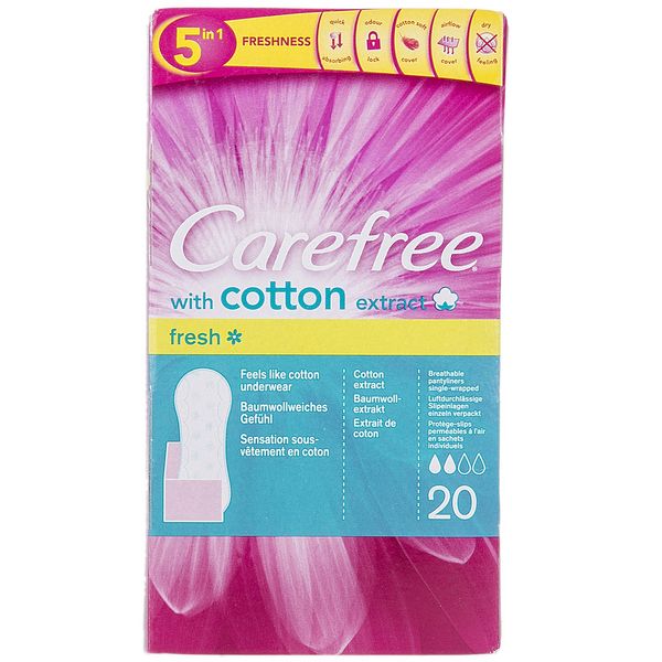 پد بهداشتی روزانه کرفری مدل Cotton Extract Fresh با پوشش پلاستیکی بسته 20 عددی