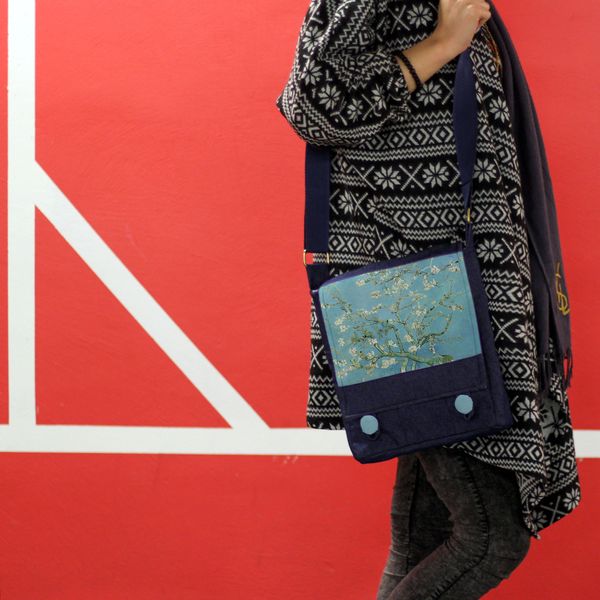 کیف دوشی زنانه چی چاپ مدل نقاشی ونگوگ کد 65225