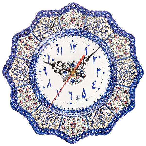 ساعت مسی میناکاری شده اثر اسماعیلی طرح 1 قطر 20 سانتی متر - اعداد فارسی