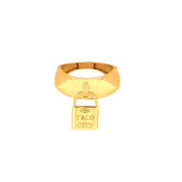 انگشتر طلا 18 عیار زنانه ماوی گالری مدل آویز قفل تیفانی کو
