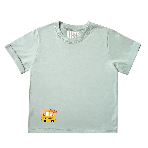 تی شرت آستین کوتاه پسرانه لیمونار گالری مدل اتوبوس SCHOOL BUS