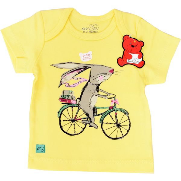 تی شرت آستین کوتاه نوزادی شابن طرح دوچرخه کد 002ssh