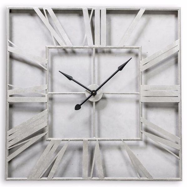ساعت دیواری مک گوان رادرفورد مدل Large Square Silver Skeleton