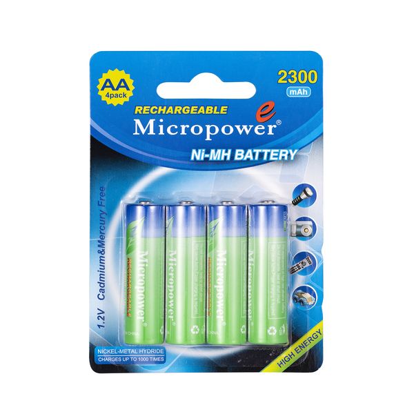 باتری قلمی قابل شارژ میکروپاور مدلNi–MH بسته 4 عددی