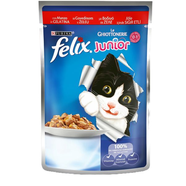 غذای بچه گربه فلیکس مدل Kitten-Beef وزن 100 گرم
