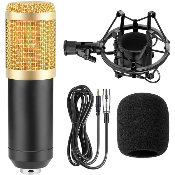 میکروفون استودیویی مدل legendary vocal به همراه کارت صدا و پایه تلسکوپی و پاپ فیلتر