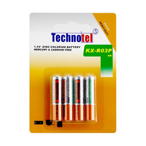 باتری نیم قلمی تکنوتل مدل KX-R03P بسته 4 عددی