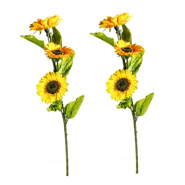 گل مصنوعی آفتاب گردان طرح 3 گل کد 09050152 مجموعه 2 عددی