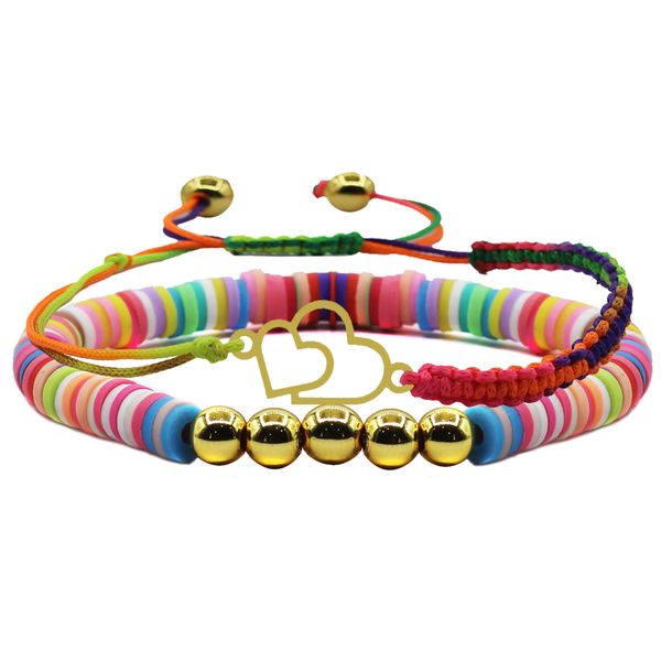 دستبند طلا 18 عیار زنانه رزالیا مدل Colorful کد RBR-WGM-CR-8 بسته 2 عددی