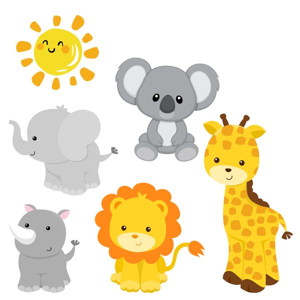 استیکر دیواری کودک مدل حیوانات مجموعه 6 عددی