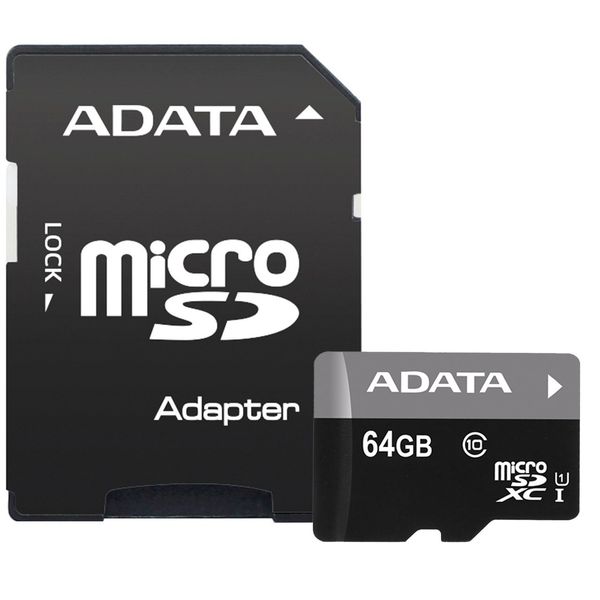 کارت حافظه‌ microSDXC ای دیتا مدل Premier کلاس 10 استاندارد UHS-I U1 سرعت 50MBps همراه با آداپتور SD ظرفیت 64 گیگابایت