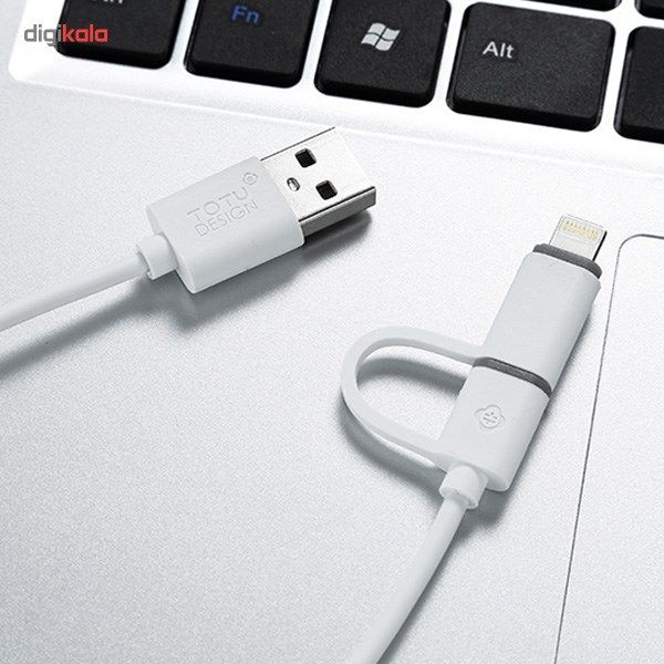 کابل تبدیل USB به لایتنینگ/microUSB توتو مدل Full 2 In 1 طول 1.2 متر