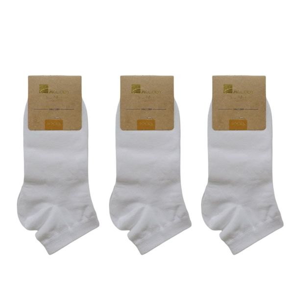 جوراب مردانه ملودی مدل مچی ساده رنگ سفید بسته 3 عددی