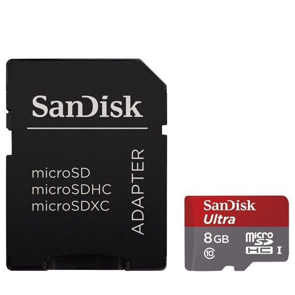 کارت حافظه microSDHC سن دیسک مدل Ultra کلاس 10 استاندارد UHS-I U1 سرعت 48MBps 320X به همراه آداپتور SD ظرفیت 8 گیگابایت